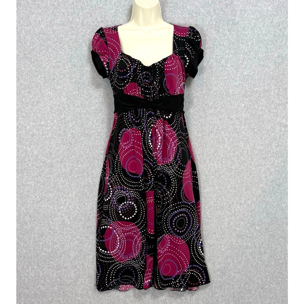 Vtg Volume One Baby Doll Dress Size M Milkmaid Cap Sleeve Tie Waist Y2K 90s